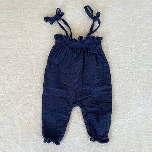 Jamie Kay Smocked Tie Jumpsuit - Navy